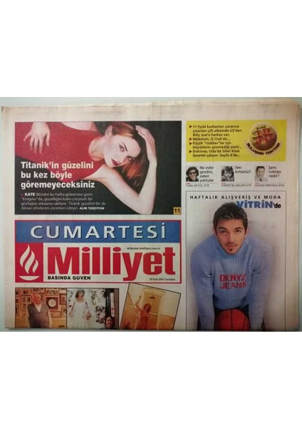Milliyet Cumartesi Gazetesi 19 Ocak 2002 Titanikin Güzelini Bu Kez Böyle Göremeyeceksiniz -GZ37487