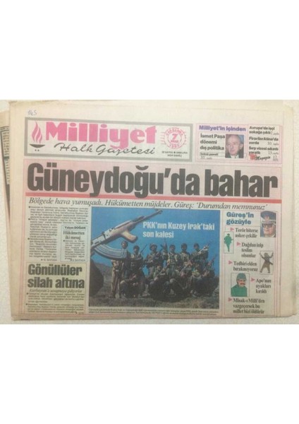 Milliyet Gazetesi 7 Nisan 1993 - Pkknın Kuzey Iraktaki Son Kalesi GZ51564
