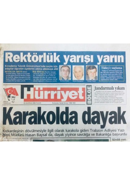 Hürriyet Gazetesi Bölge Eki 25 Haziran 2000 - Rektörlük Yarışı Yarın GZ40906