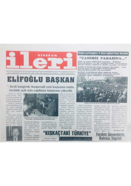 Giresun Ileri Gazetesi - 3 Mart 2003 - Kıskaçtaki Türkiye GZ41942