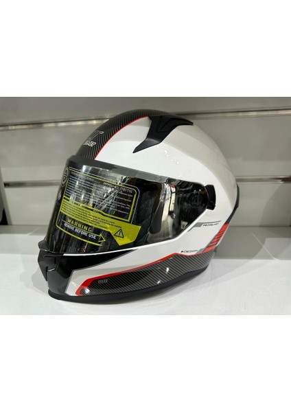 Kask Mts Pro 910 Desing Güneş Gözlüklü Beyaz/kırmızı