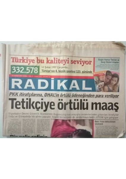 Radikal Gazetesi 14 Şubat 1997 Bir Polis Şefinin Susurluk Feryadı -GZ37566