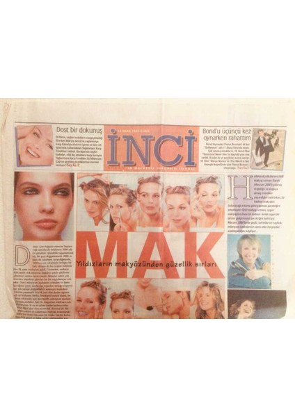 Akşam Gazetesi Inci Eki 14 Ocak 2000 - Yıldızların Makyözünden Güzellik Sırları GZ38834