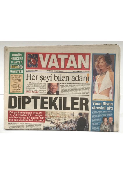 Vatan Gazetesi 18 Mart 2005 - Yüce Divan Stresini Attı GZ5309 fiyatları