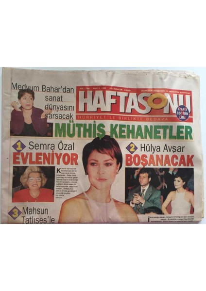 Hürriyet Gazetesi Haftasonu Eki 15 Aralık 2000 - Yüksel Uzelden Ebru Gündeşe Altın Öğütler GZ39145