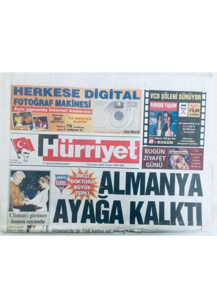 Hürriyet Gazetesi 21 Ağustos 2000 - Almanya Ayağa Kalktı,ırkçı Doktora Tepki GZ40378