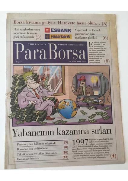 Yeni Binyıl Gazetesi Para Borsa Eki - 30 Ocak 2000 - Yabancının Kazanma Sırları - GZ43749