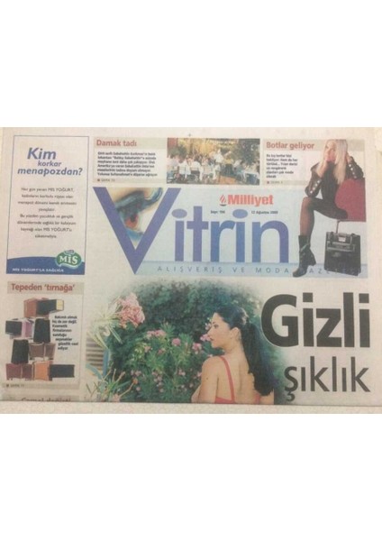 Milliyet Gazetesi Vitrin Eki 12 Ağustos 2000 - Gizli Şıklık GZ38013