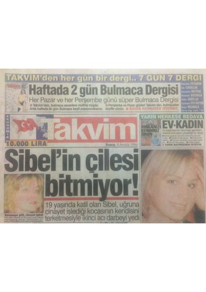 Takvim Gazetesi 8 Aralık 1996 - Kemal Sunalla Aynı Filmde Oynayacak Şabanın Şirini GZ38140