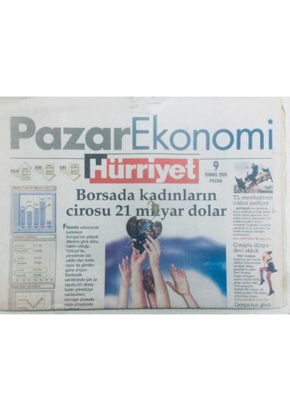Hürriyet Gazetesi Ekonomi Eki 9 Temmuz 2000 - Borsada Kadınların Cirosu GZ40428