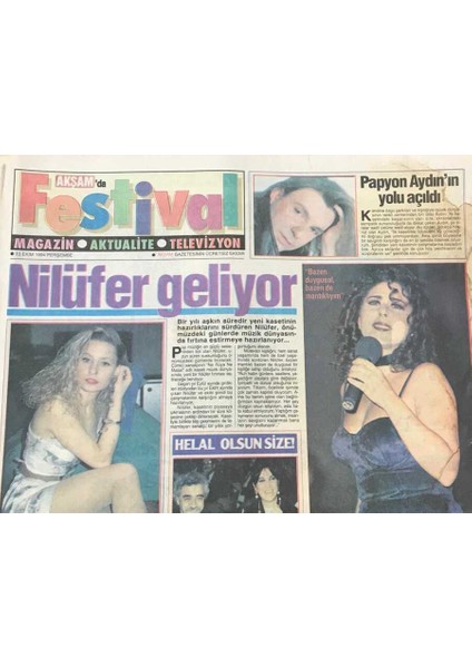 Akşam Gazetesi Festival Eki 13 Ekim 1994 -Nilüfer Geliyor-Yılın Şarkıcısı Yıldız Tilbe GZ36541