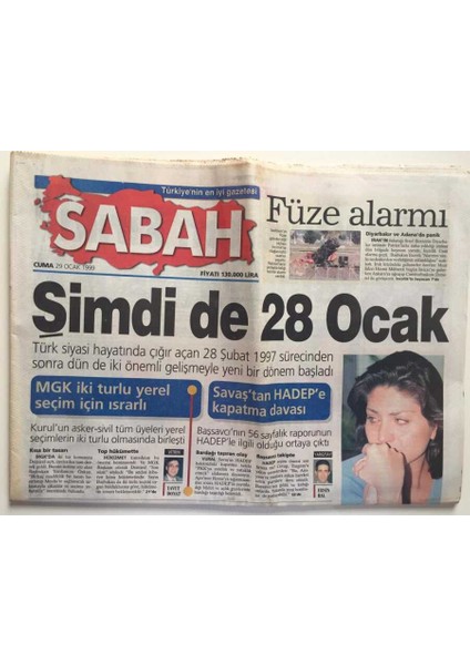 Sabah Gazetesi 29 Ocak 1999 -Mgk Iki Türlü Yerel Seçim Için Israrlı GZ6476 fiyatları