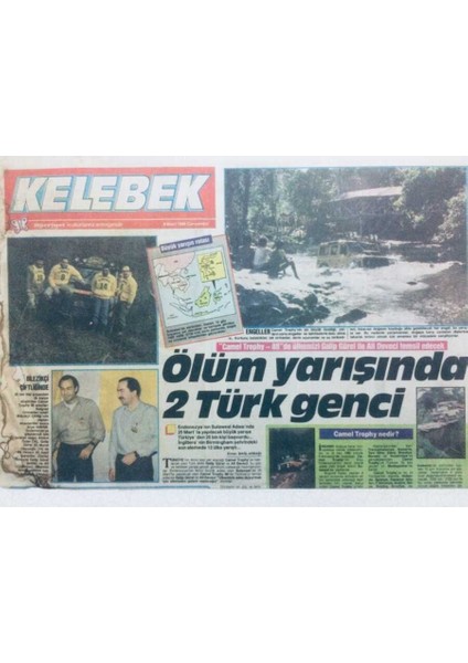 Hürriyet Gazetesi Kelebek Eki 9 Mart 1998 - Ölüm Yarışında 2 Türk Genci GZ41790