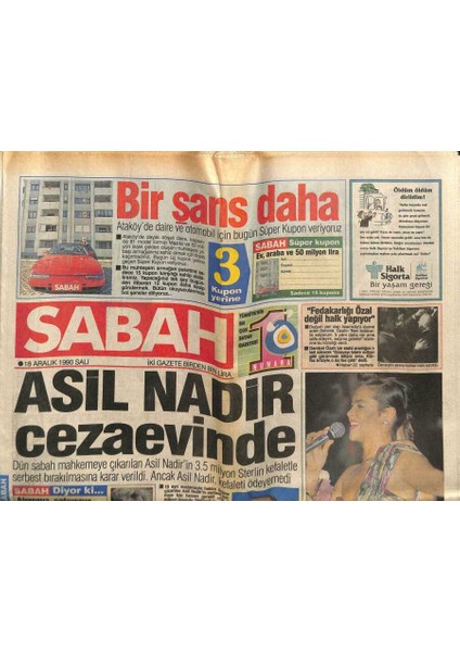 Sabah Gazetesi 18 Aralık 1990 - Bülent Ersoyu Kim Vurdu ? GZ76599
