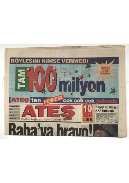 Ateş Gazetesi 23 Ocak 1996 - Türk Politikasının Efsanevi Isimlerinden Kasım Gülek Törenle Uğurlandı GZ5517 fiyatları