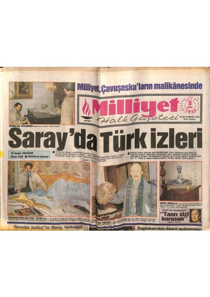 Milliyet Halk Gazetesi 2 Ocak 1990 - Milliyet , Çavuşeskuların Malikanesinde GZ76658