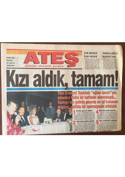 Ateş Gazetesi 23 Eylül 1996 - Ithal Gıdaya Zam GZ6744 fiyatları