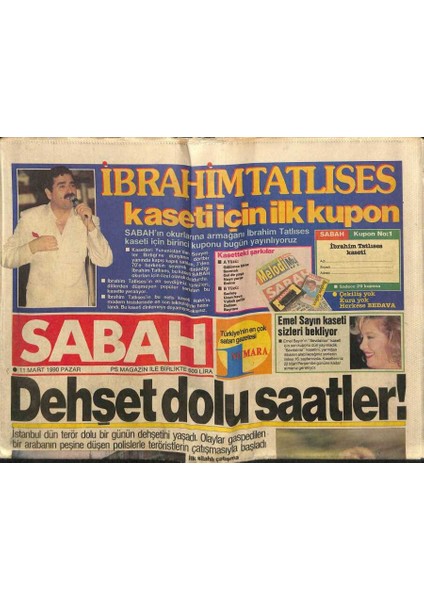 Sabah Gazetesi 11 Mart 1990 - Emel Sayın Kaseti Sizleri Bekliyor GZ76613