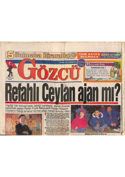 Gözcü Gazetesi 22 Mart 1997 - Siyasiler , Nevruz Ateşi Yakmak Için Yarıştılar GZ76493