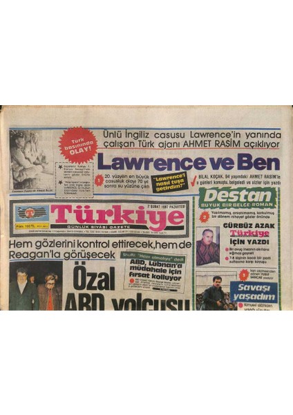 Türkiye Gazetesi 2 Şubat 1987 - Özel Sektörden Diyalog Çağrısı - Özal Abd Yolcusu GZ118682
