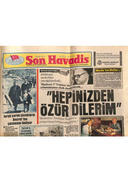 Son Havadis Gazetesi 17 Ağustos 1982 - Ölü Bulunan Sanayici Brasselin Cesedinde Darbe Izine Rastlanmadı GZ121184