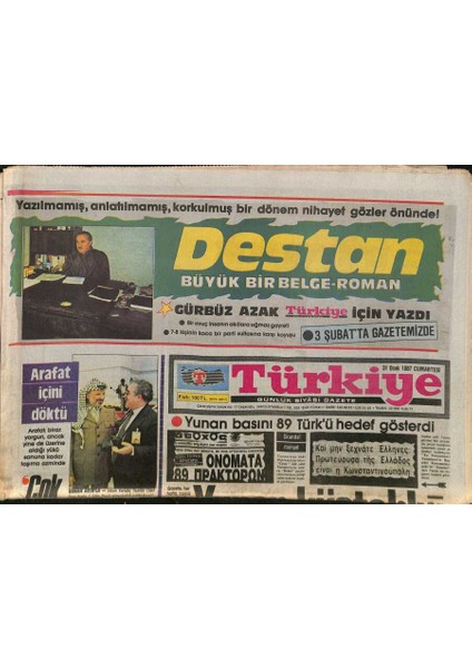 Türkiye Gazetesi 31 Ocak 1987 - Bedelli Askerlik Mecliste - Yunan Basını 89 Türkü Hedef Gösterdi GZ118672