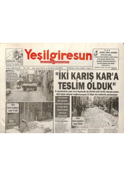 Yeşil Giresun Gazetesi 26 Ocak 2006 - Iki Karış Kara Teslim Olduk GZ108724