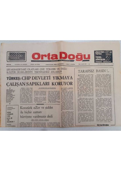 Ortadoğu Gazetesi - 26 Haziran 1975 - Türkeş Chp Devleti Yıkmaya Çalışan Sapıkları Koruyor GZ111355