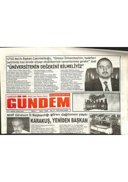 Giresun Gündem Gazetesi 23 Mayıs 2006 - Osman Ağa New York Sokaklarında GZ108762