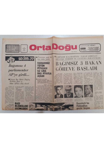 Ortadoğu Gazetesi - 12 Nisan 1977 - Karadeniz Tütün Piyasası Açıldı GZ111406