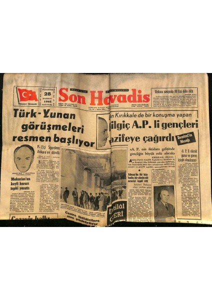 Son Havadis Gazetesi 28 Haziran 1965 - Türk Gemileri Ispanya ve Portekizden Mal Taşıyacak - Castro Ihtilâlcilere Ateş Püskürüyor GZ124374