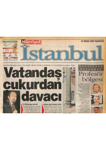 Hürriyet Gazetesi Istanbul Eki 26 Nisan 1999 - Avrupalı Mimarlar Istanbulu Tartıştı GZ109163