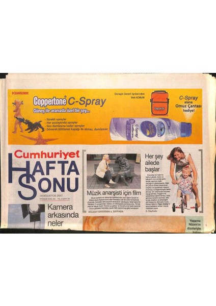 Cumhuriyet Gazetesi Haftasonu Eki 18 Ağustos 2007 - Haneke Vicdansızlığın Sorumlusu Medya GZ109136