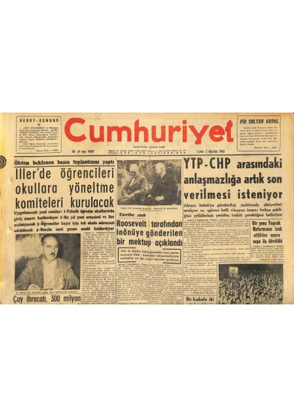 Cumhuriyet Gazetesi 2 Ağustos 1963 - Kızıl Çinin Nüfusu 2000 Yılında 1 Milyar Olacak - Dr. Ward Dün Suçlu Bulundu GZ120728