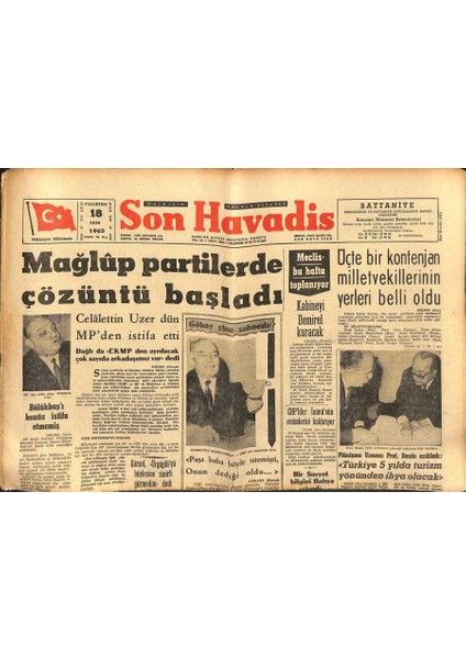 Son Havadis Gazetesi 18 Ekim 1965 - Sadri Alışık Bir Türlü Ajda Pekkana Açılamadı - Mağlûp Partilerde Çözüntü Başladı GZ121038