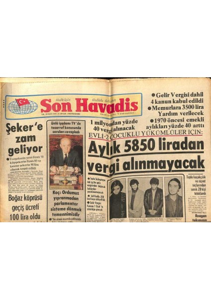 Son Havadis Gazetesi 25 Aralık 1980 - Cevher Özden Banka Faiz Oranları Bir Kaostur - Ecevit 2. Ağır Cezadada Ifade Verdi GZ121151