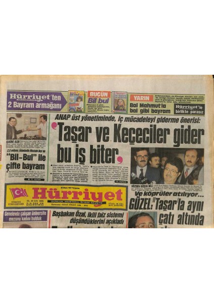 Hürriyet Gazetesi 28 Mayıs 1987 - Papandreudan Ankara Memnun - Kainat Güzeli Şilili Cecilia Sevinçten Ölebilirim GZ124392