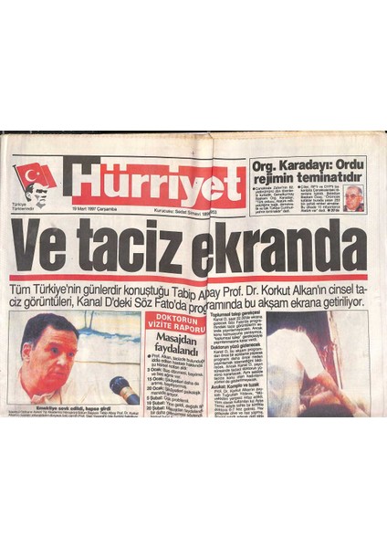 Hürriyet Gazetesi 19 Mart 1997 - Trabzona Gelen Uçak Çakıldı 50 Kişi Öldü - Rahmi Koç Simitise Arabulucu Olurum Dedi GZ131750