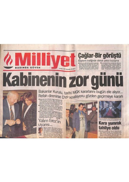 Milliyet Gazetesi 13 Mart 1997 - Abdden Insan Hakları Övgüsü - Terim Kupa Hakkımızdı GZ131753