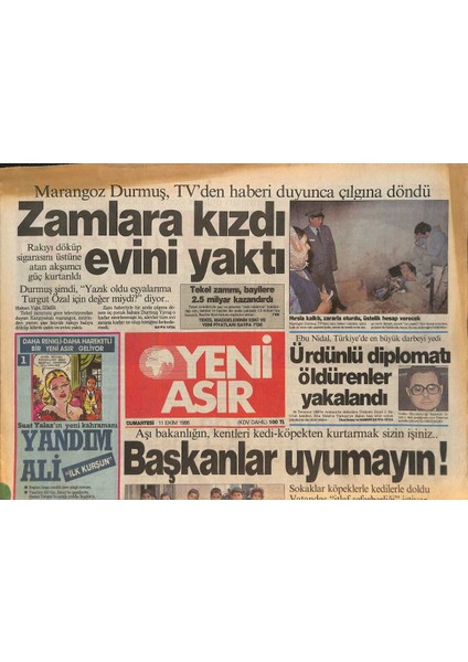 Yeni Asır Gazetesi 11 Ekim 1986 - Türkiyenin Ilk Bayan Kulüp Müdürü Iz.sporda - Ürdünlü Diplomatı Öldürenler Yakalandı GZ131632