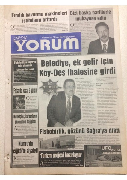 Ordu Yorum Gazetesi 8 Ocak 2007 - Belediye Ek Gelir Için Köy-Des Ihalesine Girdi GZ23411