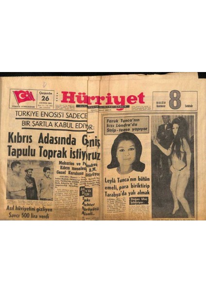 Hürriyet Gazetesi 26 Ağustos 1964 - 199 Musevinin Kemiği , 24 Sene Sonra Israile Gidiyor GZ91739
