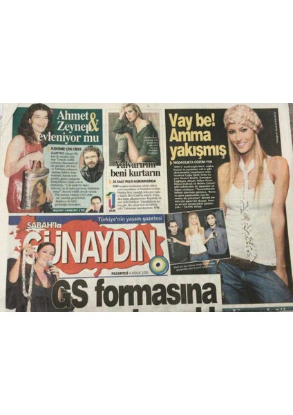 Sabah Gazetesi Günaydın Eki 4 Aralık 2006-HÜLYA Avşardan Kaya Çilingiroğlu Na Sert Gönderme GZ45167 fiyatları