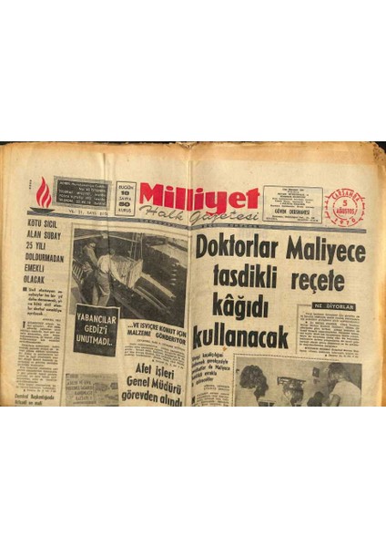 Milliyet Gazetesi - 5 Ağustos 1970 - Bülent Ecevit Sigarayı Bıraktı GZ110793