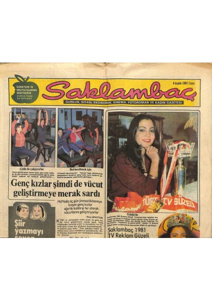 Günaydın Gazetesi Saklambaç Eki 4 Aralık 1981 - Saklambaç 1981 Tv Reklam Güzeli Tülay Erçetin GZ94173