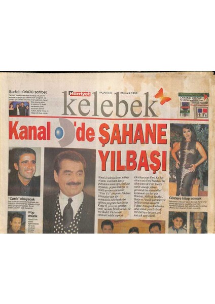 Hürriyet Gazetesi Kelebek Eki 28 Aralık 1998 - Seren Serengil Gözlere Hitap Edecek GZ115300