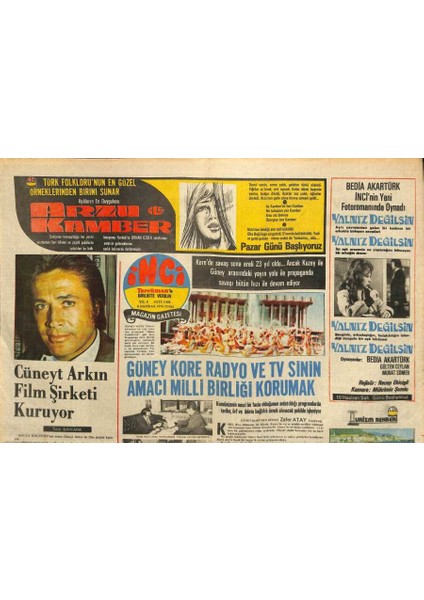 Tercüman Gazetesi Inci Eki 6 Haziran 1975 - Müzeyyen Senar Ile Sevim Tuna Birlikte Müzikal Film Yapacaklar GZ114331