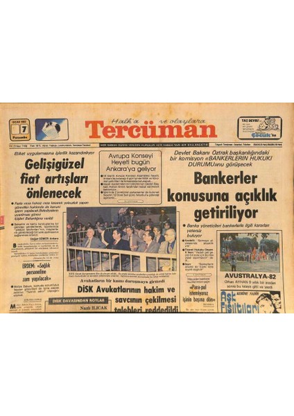 Tercüman Gazetesi 7 Ocak 1982 - Neriman Köksal Ile Çolpan Ilhan Da Bir Zamanlar Gözdeydi - Bankerler Konusuna Açıklık Getiriliyor GZ126572