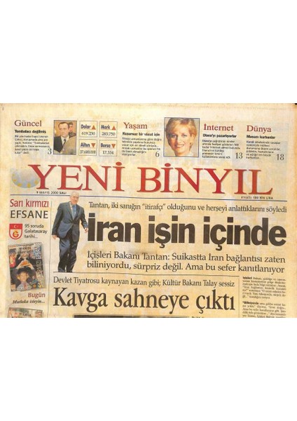 Yeni Binyıl Gazetesi 9 Mayıs 2000 - Bir Yıla Kadar Hapsi Istenen Çakıcı , Duruşmada Yine Şov Yaptı GZ126636