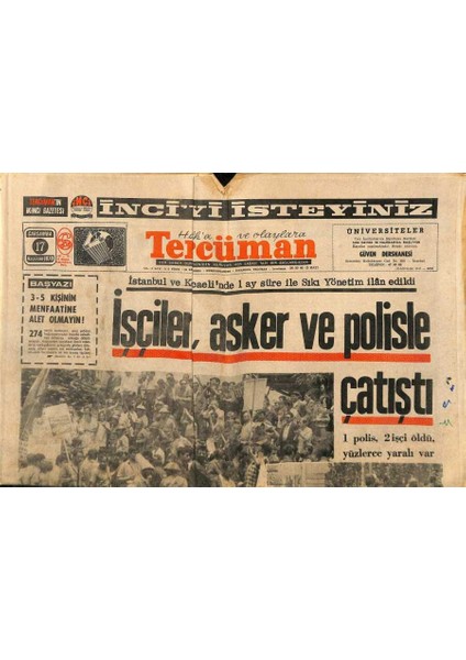 Tercüman Gazetesi 17 Haziran 1970 - Erdal Inönü Jandarmayı Çağırır Üniversiteyi Aratırım.. Dedi GZ114034